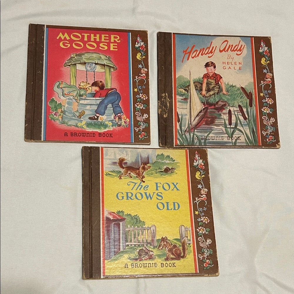 Like❤️for $5 off🚣🏾‍♀️ Lowe Brownie Book lot Mother Goose, Handy Andy, Fox Grows